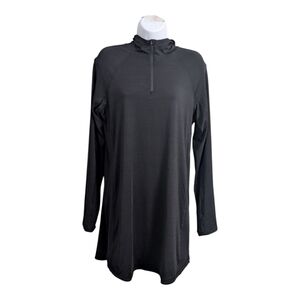 Athleta Black Hooded Dress Long Sleeve 1/4 Zip Pockets Active Performance S